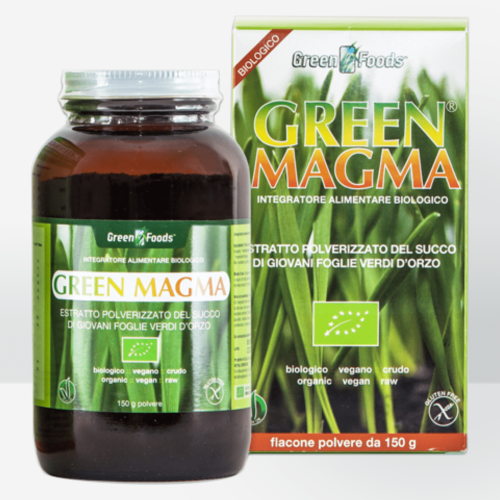 Green Magma Erba d'Orzo Succo Crudo in Polvere 150 grammi
